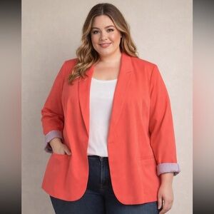 NWT Worthington Sz 3X Coral blazer with pockets - lined